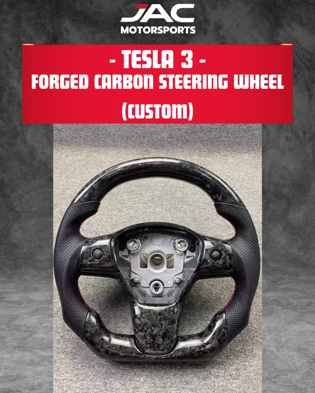 TESLA MODEL 3 FORGED CARBON STEERING (CUSTOMIZABLE)