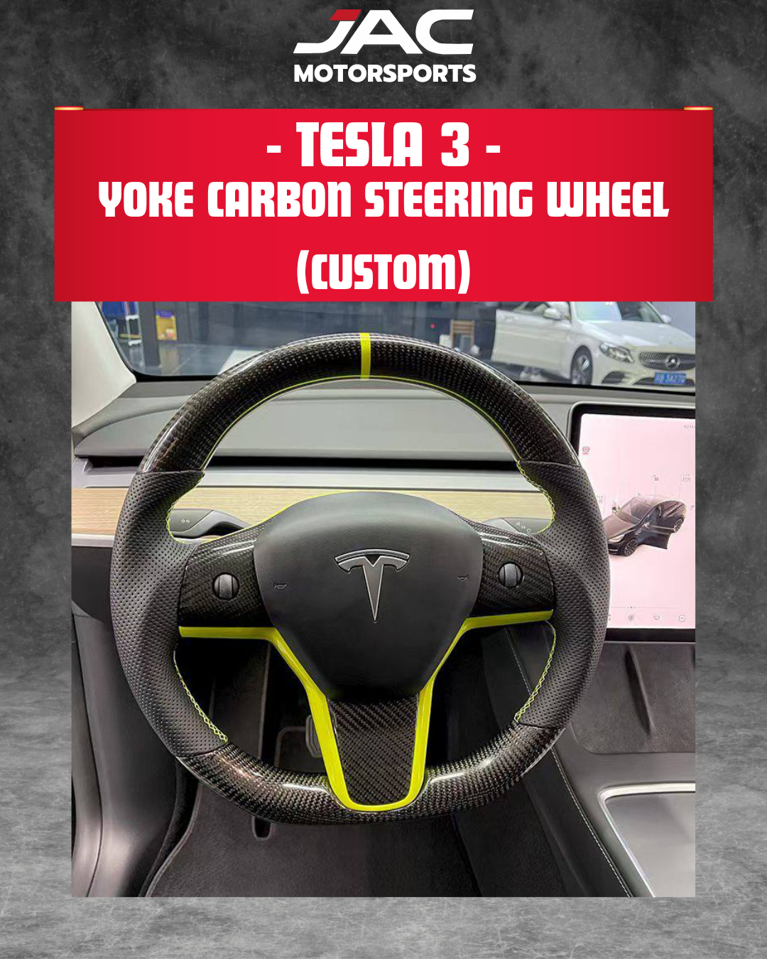 TESLA MODEL 3 CARBON FIBER STEERING (CUSTOMIZABLE)