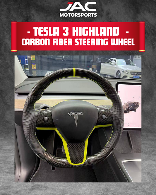 TESLA HIGHLAND CARBON FIBER STEERING (CUSTOMIZABLE)