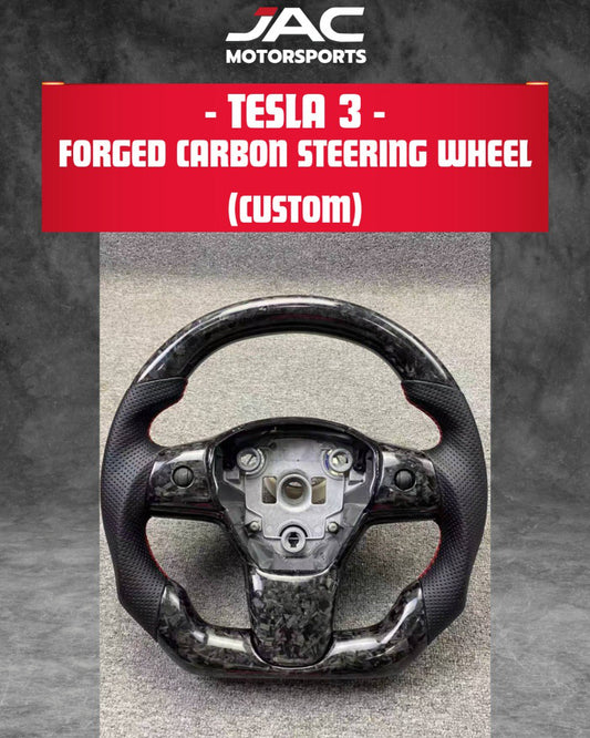 TESLA MODEL 3 FORGED CARBON STEERING (CUSTOMIZABLE)