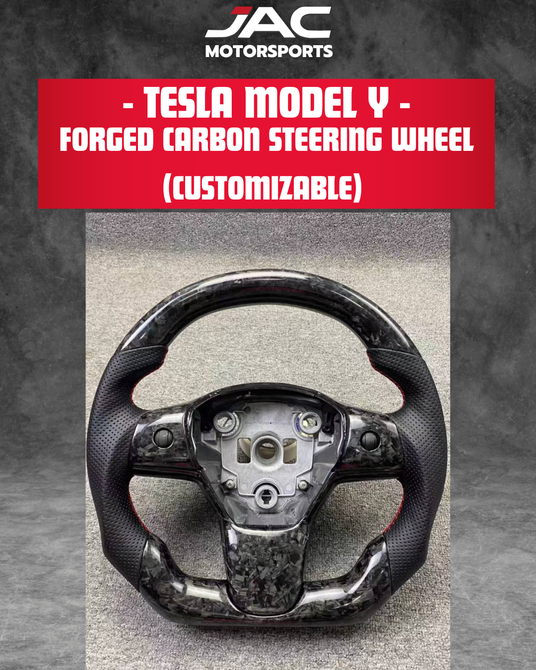 TESLA MODEL Y FORGED CARBON STEERING (CUSTOMIZABLE)