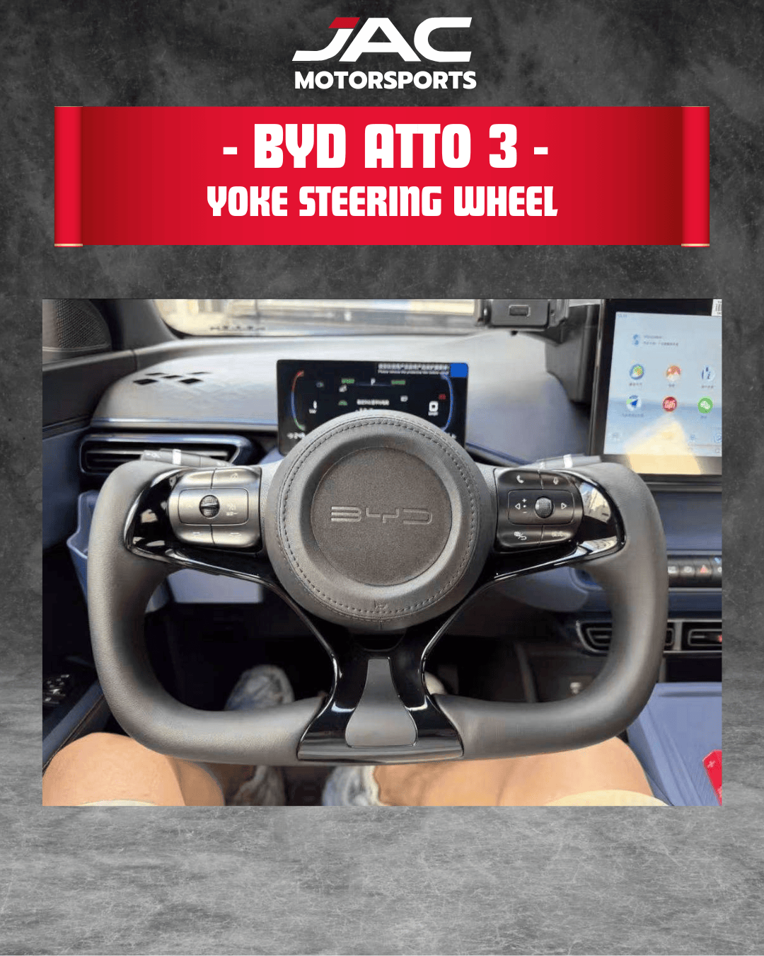 BYD ATTO 3 PREMIUM YOKE STEERING (CUSTOM DESIGN)