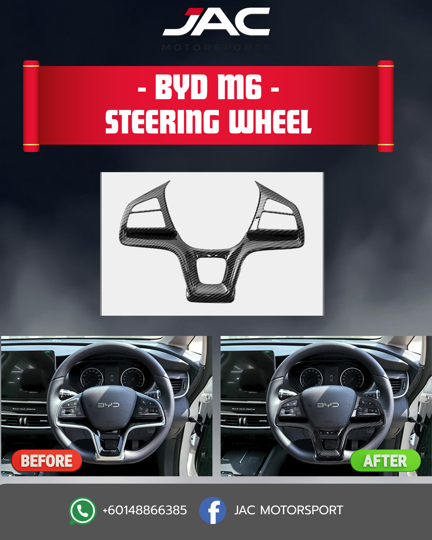 BYD M6 STEERING WHEEL TRIM