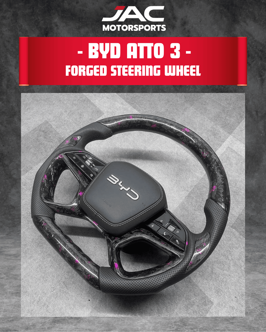 BYD ATTO 3 PREMIUM FORGED CARBON STEERING (CUSTOM DESIGN)