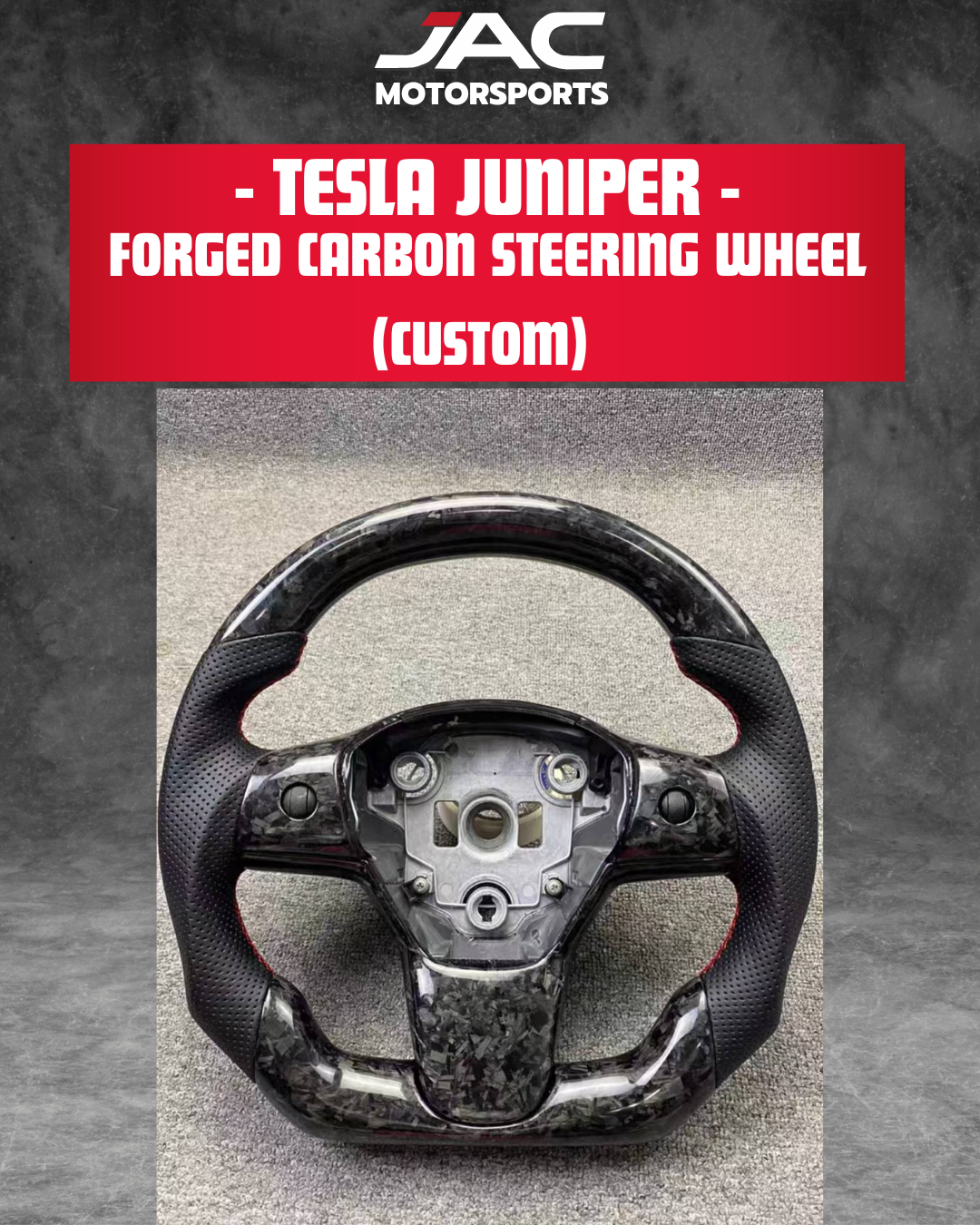 TESLA JUNIPER FORGED CARBON STEERING (CUSTOMIZABLE)
